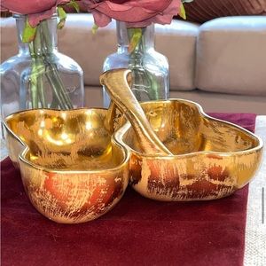 Stangl handpainted in 22K gold side dish in Granada gold pattern 3782.